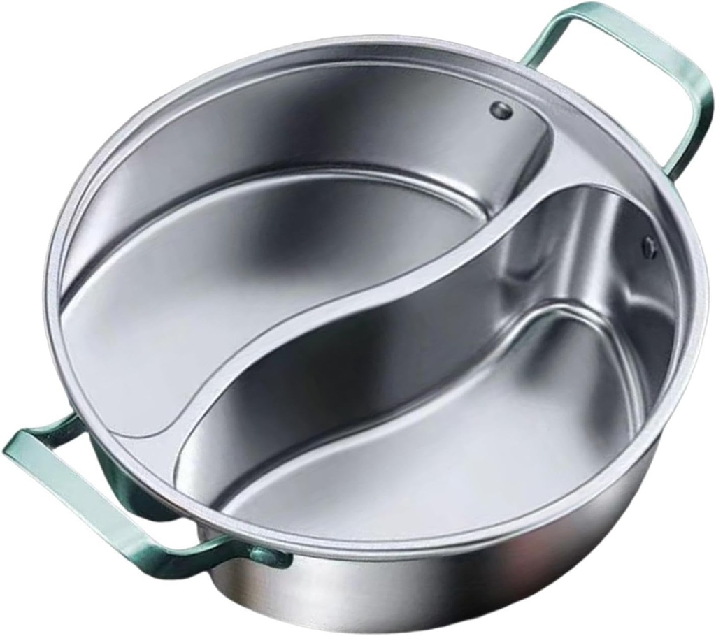 Chinese Shabu Shabu Pot 316 Stainless Steel Pot with Divider Cookware Soup Pot Divided Hot Pot for Restaurant Home Household, 34cm