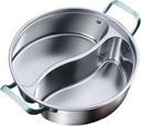Chinese Shabu Shabu Pot 316 Stainless Steel Pot with Divider Cookware Soup Pot Divided Hot Pot for Restaurant Home Household, 34cm