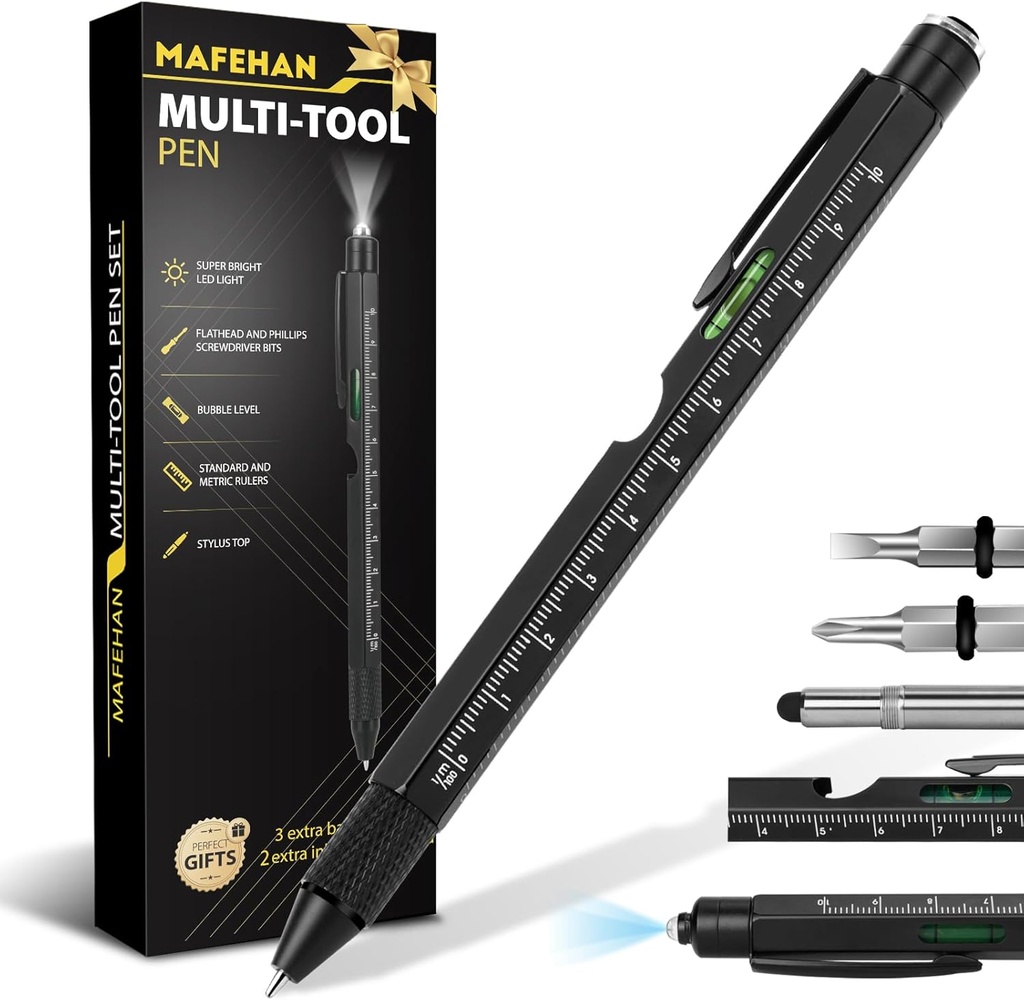 Gifts for Men Who Have Everything – MAFEHAN 9-in-1 Multitool Pen with LED Light, Cool Gadgets & Gifts for Dad, Husband, Grandpa – Christmas Gifts, Stocking Stuffers, White Elephant Ideas