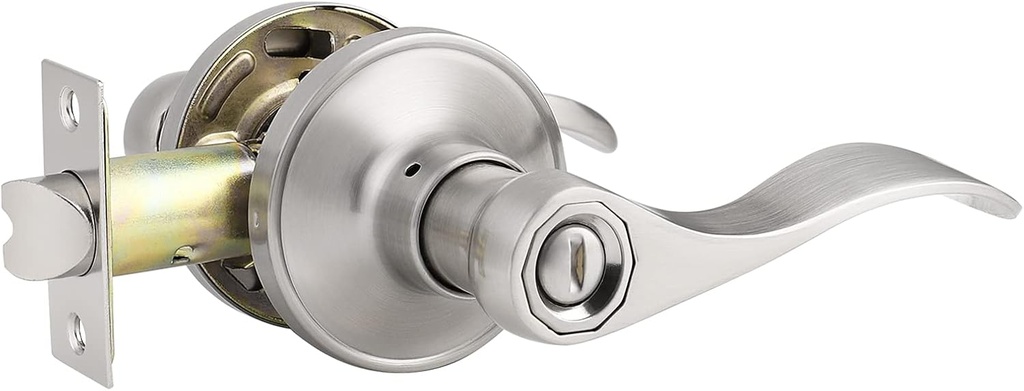 Knobonly 6 Pack Privacy Handles - Keyless Door Levers with Lock (Brushed Nickel)