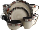 Gibson Elite 114348.16RM Casa Roja 16 Piece Reactive Glaze Dinnerware Set, Cream and Red