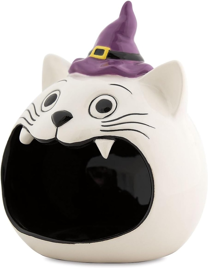 Lillian Vernon Cat Witch Candy Jar, Halloween Décor, Party Decorations, 6 inches x 8 inches