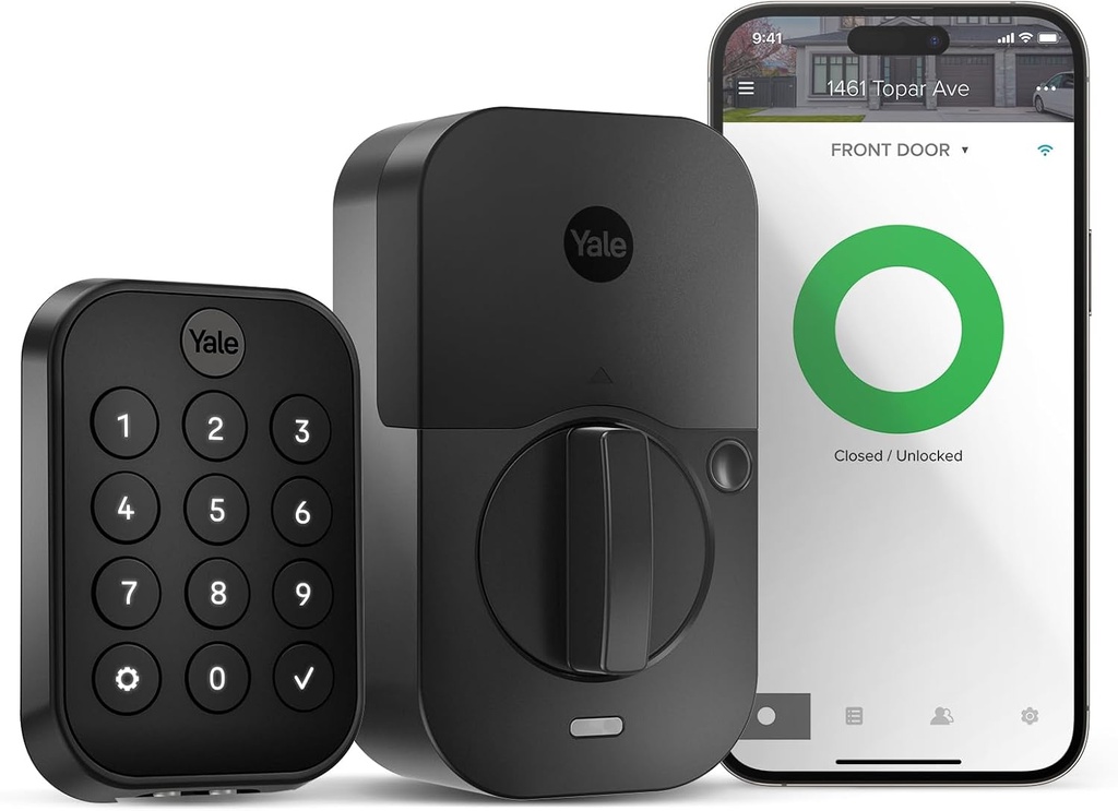 Yale Security Home Assure Lock 2 Deadbolt, Black Suede Keyless Entry Door Lock with Digital Touchscreen Keypad and Bluetooth Connectivity (No Wi-Fi), YRD430-BLE-BSP