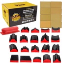 Dura-Gold 20-Piece Contoured Profile 5" Hand Sanding Block Set with 40 Sheet Hook & Loop Sandpaper Kit - Interchangeable Assorted Convex & Concave Shapes - Sand Wood Woodworking Furniture, Auto Paint
