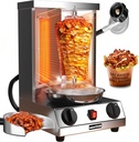 WantJoin Shawarma Grill Machine, 17 lbs Capacity, Gas Vertical Rotisserie with 2 Burners for Home, Countertop Rotating Doner Kebab Oven Broiler Gyro Maker with Shovel, 110V