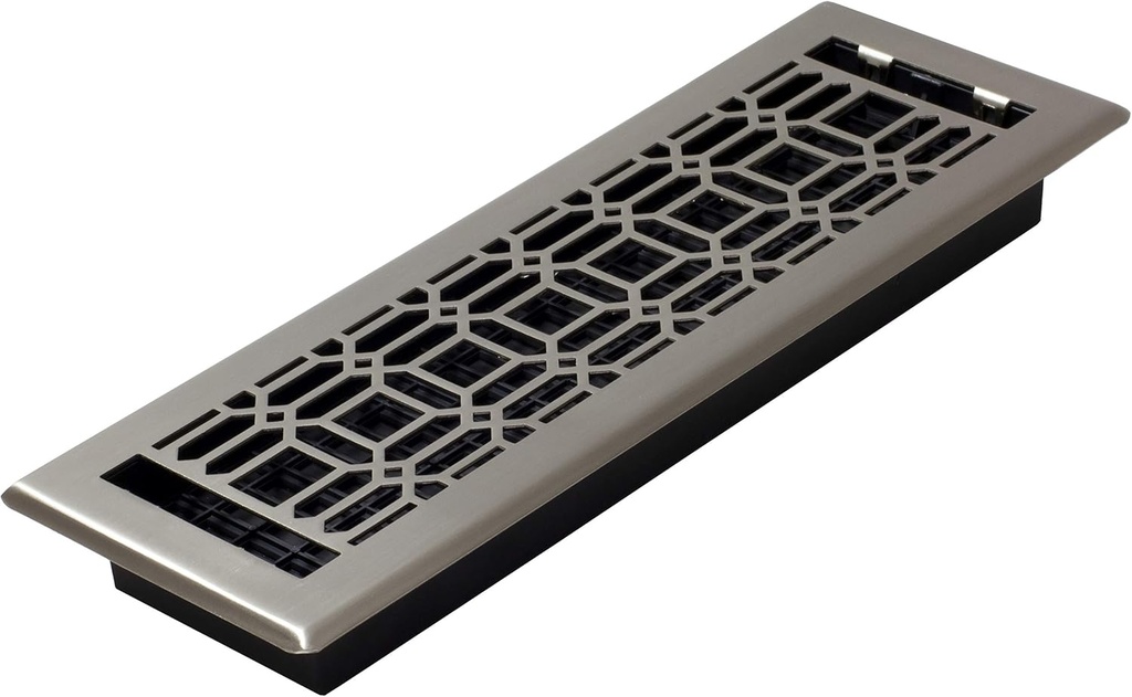 Decor Grates NGH414-NKL New Gothic Floor Register, 4 x 14 Inches, Plated Nickel