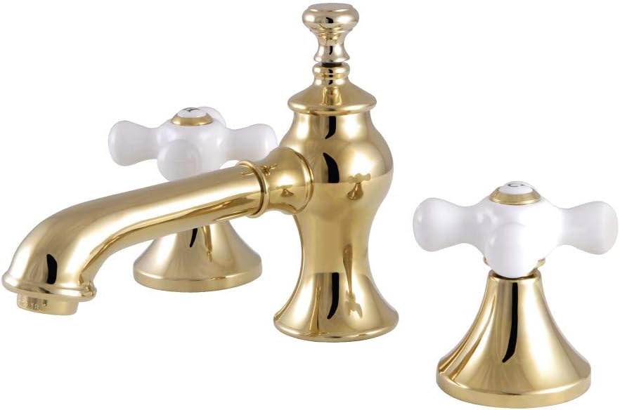 Kingston Brass KC7062PX Vintage Widespread Bathroom Faucet, 8 x 5.63 x 3.06, Polished Brass