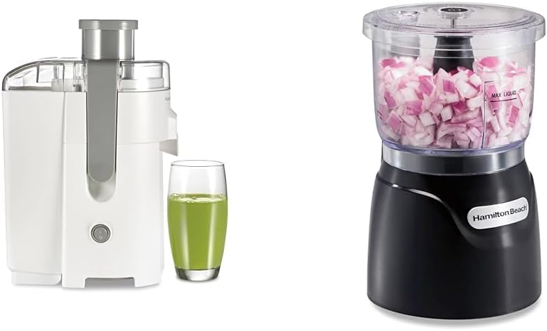Hamilton Beach HealthSmart Juicer and Electric Vegetable Chopper for Fruits, Vegetables, Onions, Nuts, 400W, 350W
