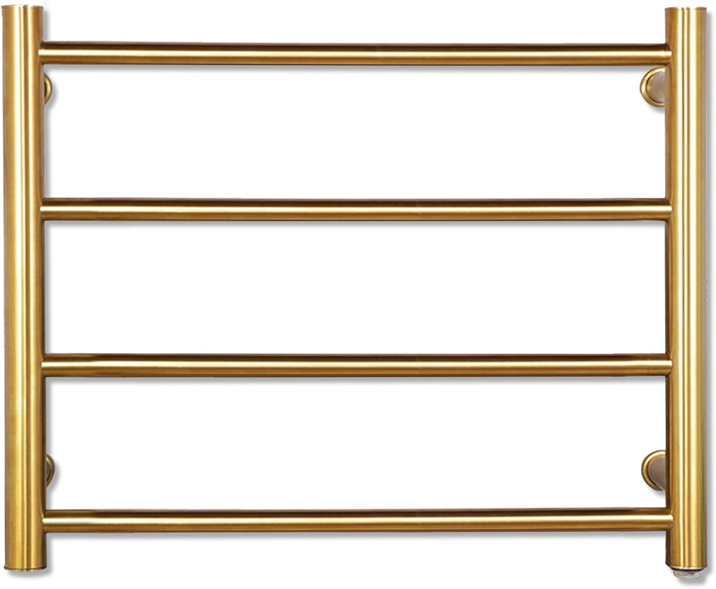 Gold Heated Towel Rack for Bathroom, Wall Mounted Bath Towel Warmer, Plug-in Electric Towel Rack, 304 Stainless Steel Fast Heating Towel Rack,Keep Bathroom Shower Towels Warm (4-Bar)