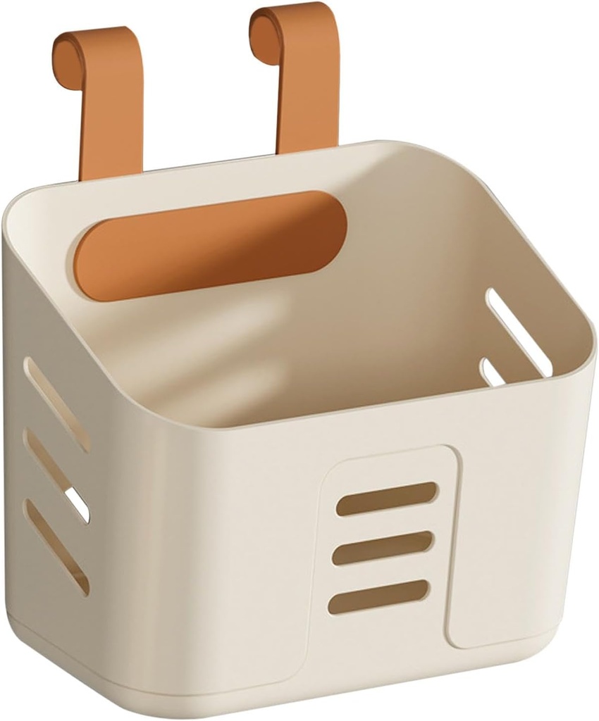 Qianly Polymer Hanging Basket Organizer Box Versatile Hook Hanging Basket Organizer Storage Basket for Office over The Cabinet Door, yellow, L