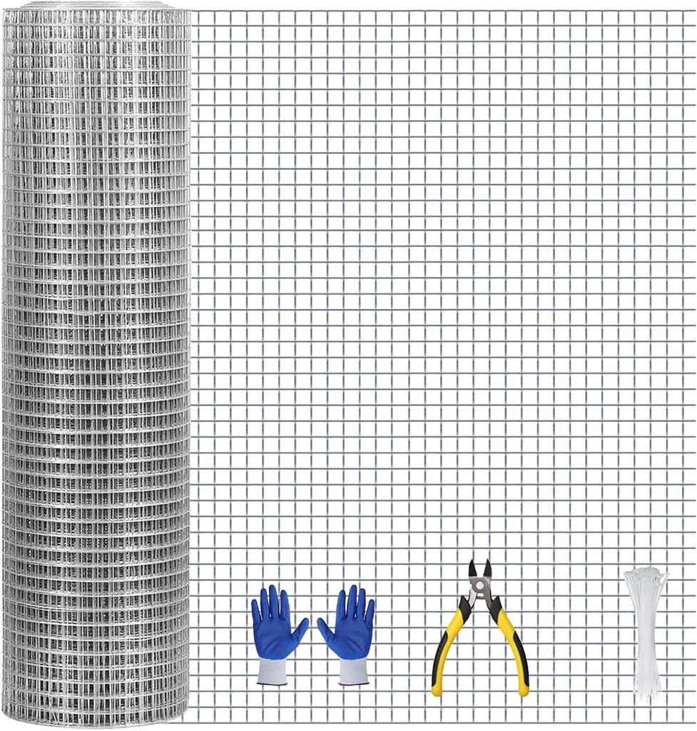 Hardware Cloth, 1/2 inch 36inx50ft 21GA Hot-dip Galvanized Wire Mesh, Wire Fence, Chicken Wire Mesh,Poultry Farming, Garden Fence,Wire Mesh, Tree Protection, Gopher Wire, Rabbit Wire.