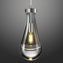 Raindrop Pendant Lights Kitchen Island Teardrop Nickel Hanging Light Fixtures Clear Solid Glass Pendant Light Modern Chandeliers for Dining Room Porch Corridor Living Room(1-Pack)
