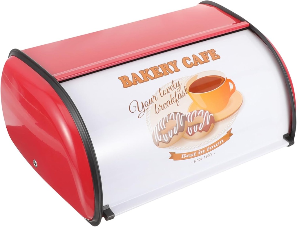 Cabilock Metal Bread Bin Lid Vintage Farmhouse Bread Box for Kitchen Counter Bagels and Baked Goods