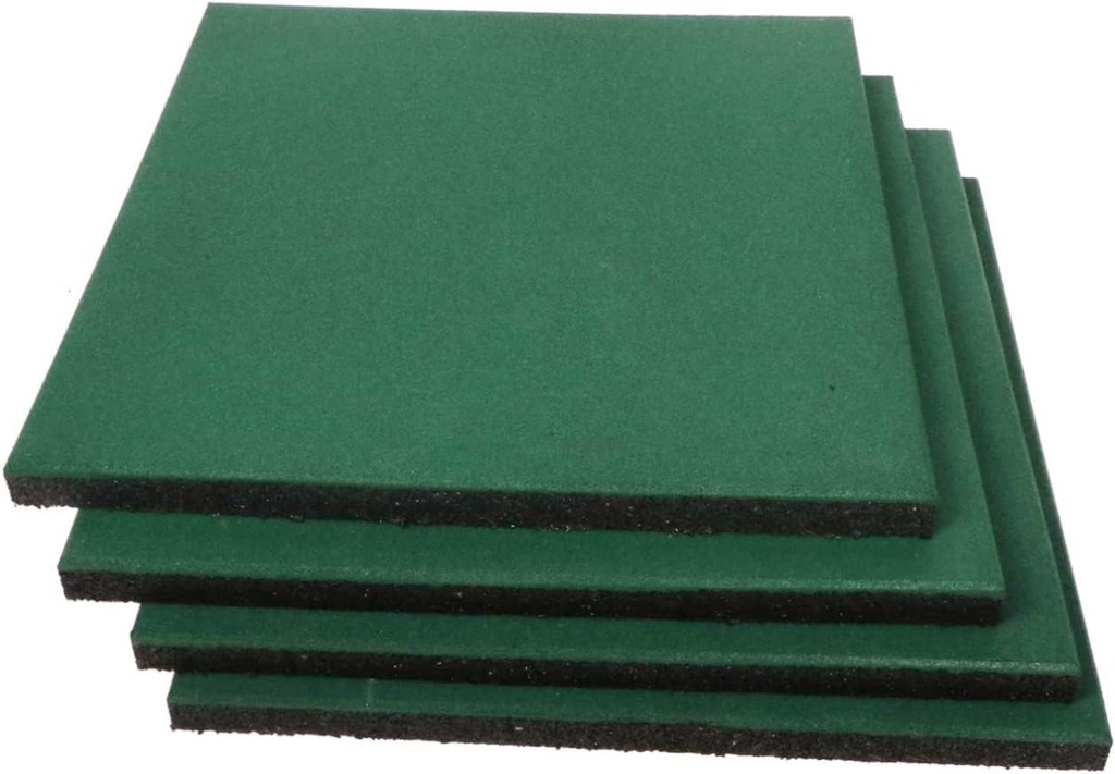 MYOYAY 4 Pack Interlocking Tiles 20"x20"x1" Heavy Duty Rubber Tile Green Non-Slip Flooring Mat for Playground Park Gym Indoor and Outdoor, Cover 11.12 Sq.FT
