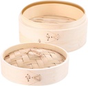 Garneck Natural Bamboo Steamer for Cooking Food Steamer Lid for Dim Sum Chinese Food Basket Healthy Cooking Tool