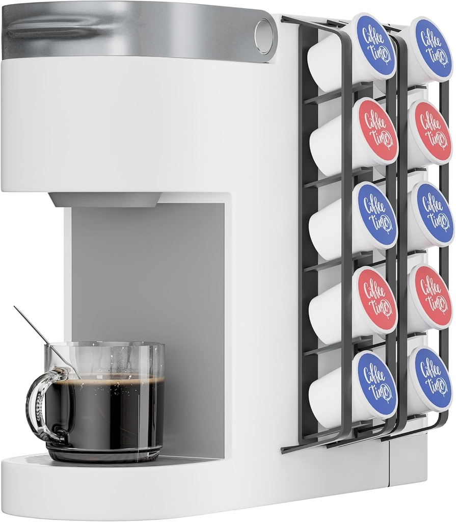 KES Coffee Pod Holder for Keurig, Side Mount Coffee Pod Holder Adhesive, Sturdy Metal K Cup Organizer and Storage, Matte Black, 2 Pack/For 10 K Cups, KCPH500-BK-P2