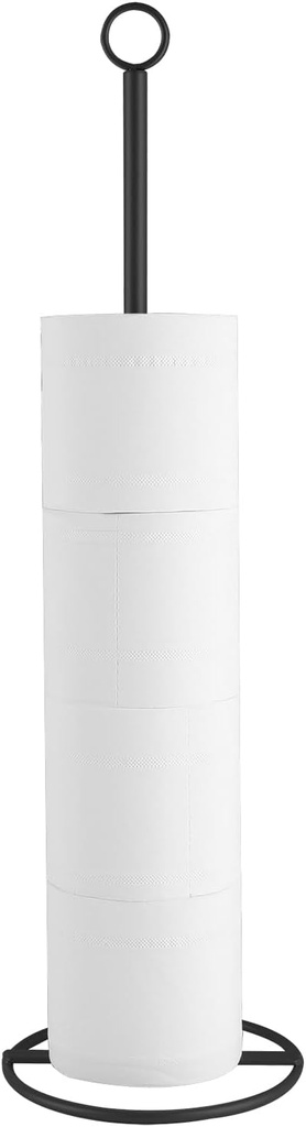 Toilet Paper Holder Stand, Free Standing Bathroom Tissue Paper Storage and Dispenser for 4 Spare Rolls, All Metal Sturdy Roll Storage Shelf, Black