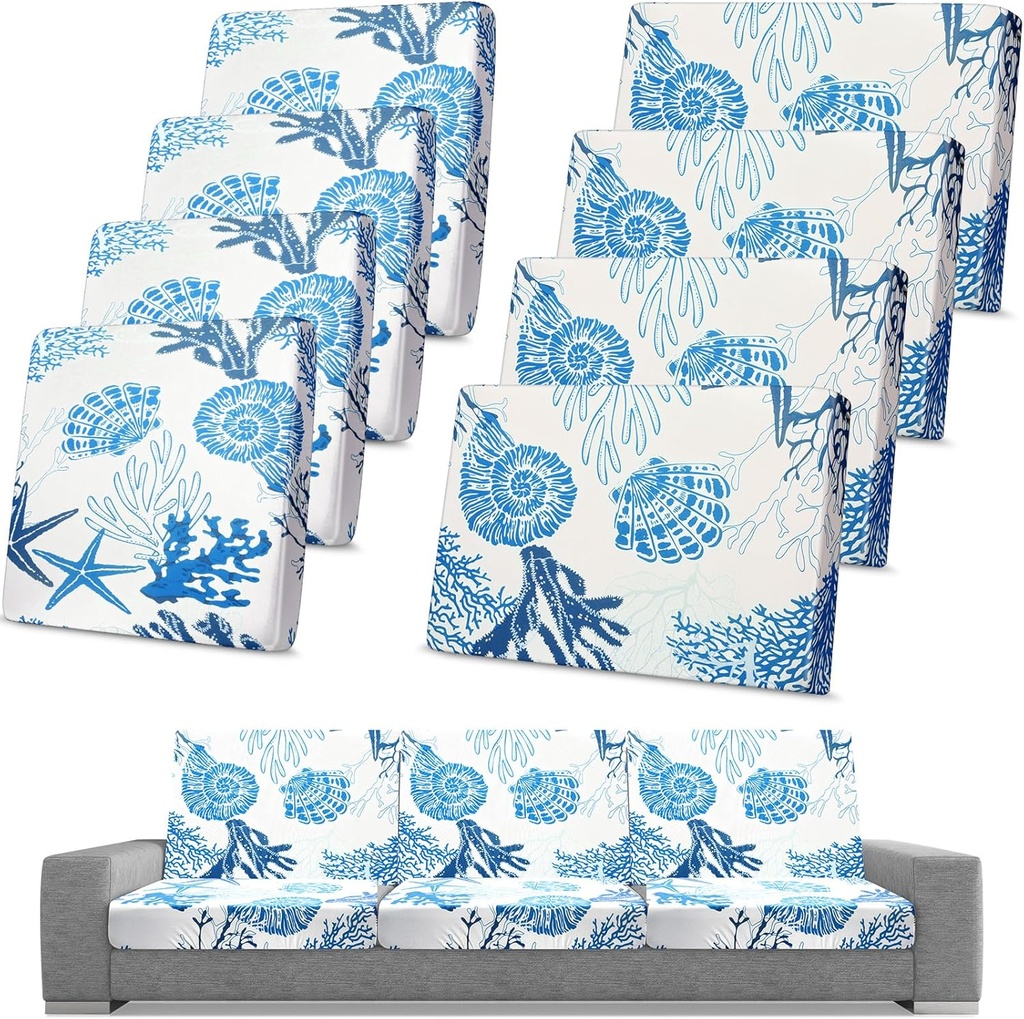 Spiareal 8 Pcs Waterproof Patio Stretch Sofa Cushion Cover, Outdoor Cushion Cover Replacement Include 4 Backrests and 4 Cushions, Sofa Seat Covers Furniture Protector(Coral)