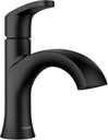 Moen Karis Black Matte One-Handle Single Hole Bathroom Sink Faucet with Optional Deckplate, 84346BL