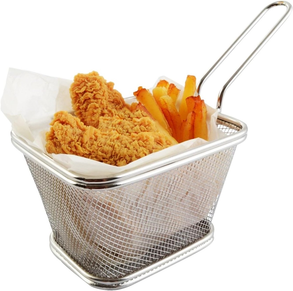 Best Utensils Chips Fry Baskets Stainless Steel Fryer Basket Strainer Serving Food Presentation Cooking Tool French Fries Basket (Large 5 inches)