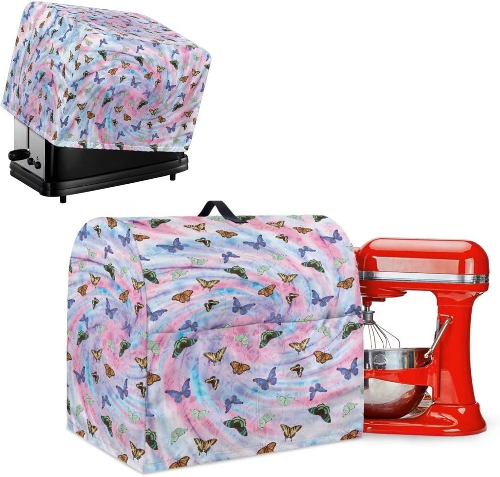 Butterfly Swirl Small Appliance Cover Set Waffles Maker Oven Dust Cover Dreamy Mixer Protector with Top Handle Stain Resistant Machine Washable