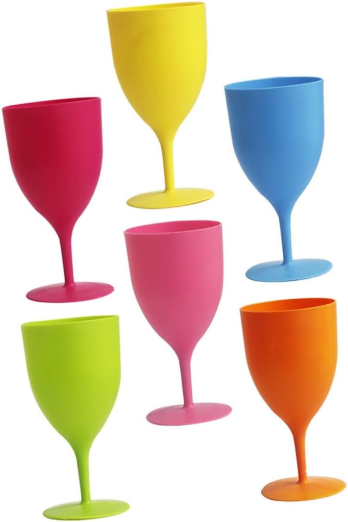 Zerodeko 6pcs Colorful Plastic Goblets for Easter Parties Festival Drinking Cups Reusable Wine Glasses for Home Wedding Family Gatherings