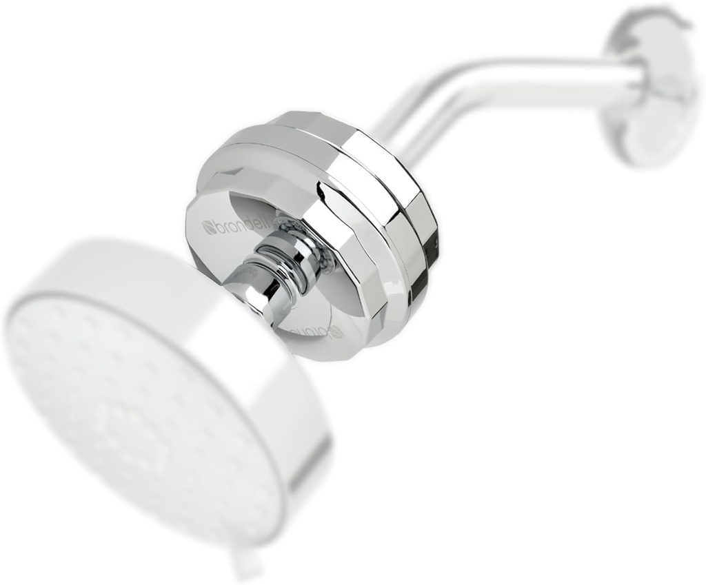 Brondell Shower Filter VivaSpring, Compact Polished Chrome – High Output, 100% High-Purity KDF Filtration, With FF-30 Filter Cartridge, Filtered Shower Water for Healthier Skin & Hair