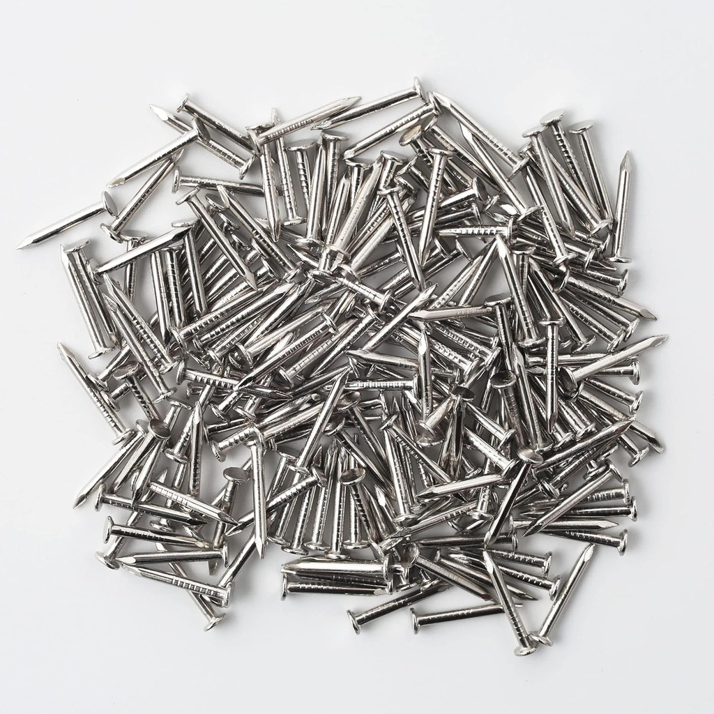 1200pcs Hardware Nails, 1/2'' × 18 Ga Nickel Plated Hanging Nails, Flat Head Nails, Wall Nails for Hanging, Finishing Nails, Tiny Nails, Small Nails (1/2 in)