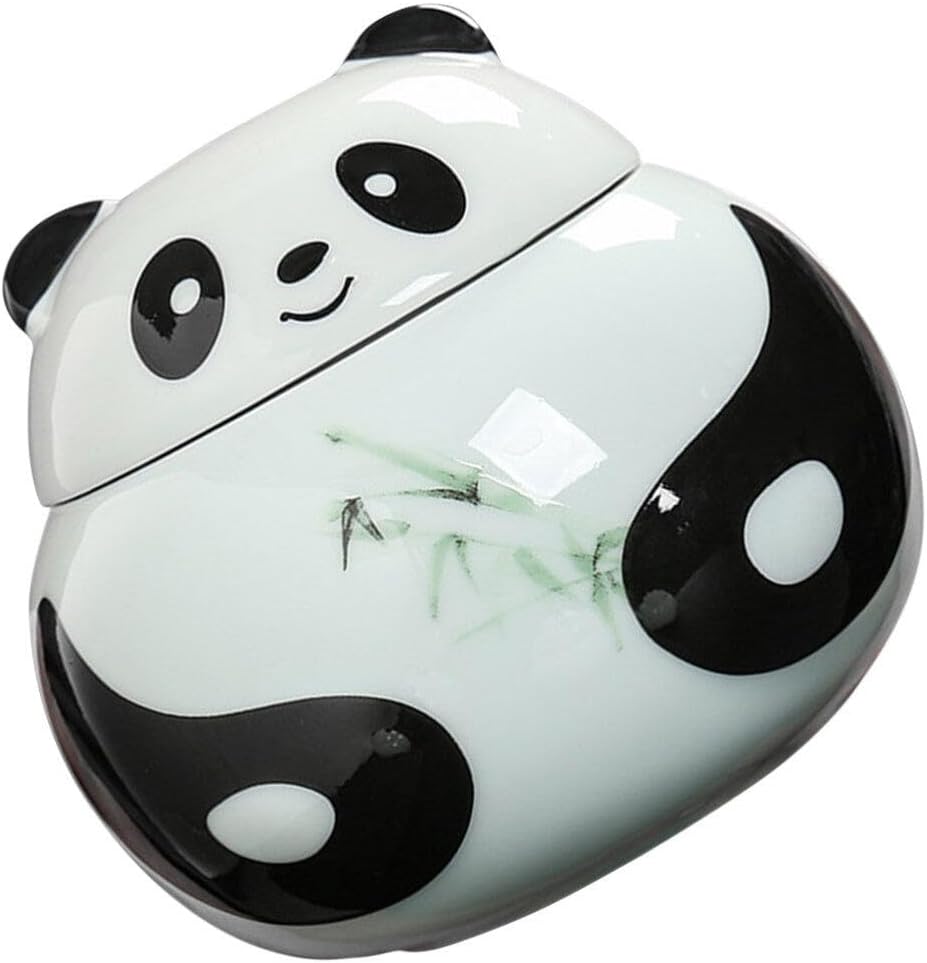 Hemoton Panda Ceramic Airtight Canister Decorative Tea Storage Jar for Home Retro Design for Loose Tea Candy Unique Panda Shape