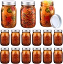 Yaomiao 12 Pack Amber Mason Jars 16 oz Amber Glass Mason Jars with Airtight Lids Wide Mouth Storage Containers for Canning, Fermenting, Freezing, Pickling, Beverages, Preserving DIY Crafts Decorations