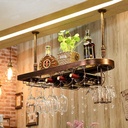 Hanging Wine Rack Wine Glass Holder Hanging Wine Rack Wine Glass Goblet Holder, Solid Wood Ceiling Wine Holder Bar Wine Cellar Kitchen Counter Floating Storage Display Shelves (Si