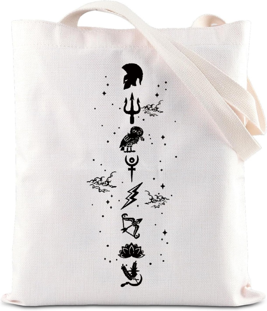 FOTAP Camp Half Blood Tote Bag Greek God Mythology Symbol Handbag PJO Movie Fan Gift