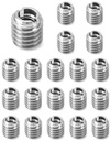 QWORK Stainless Steel Threaded Insert for Hard-Wood, 1/4-20 Internal Threads 20 Pack 5/8" Long Nut Inserts for Hardwoods, Softwoods, Plywood and Composites