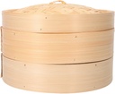 Ciieeo 1 Set Traditional Bamboo Steamer: Steam Basket With Lid 2 Tier Steamer For Kitchen Steaming Asian Food Dim Sum Dumpling Rice Vegetable