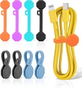 8PCS Silicone Magnetic Cable Ties & Clips, Cord Organizer [1S] Management Reusable Magnet Cable Organizer, Phone Cord Holder for Organizing, Bookmark Whiteboard Fridge Magnets etc