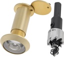 Door Viewer Peephole, Solid Brass 200 Degree Peephole with 16 MM Drill Bit, 5/8 Inch Pipe Diameter Viewer with Heavy Duty Privacy Cover for 1-3/8" to 2-1/6" Doors (Gold)