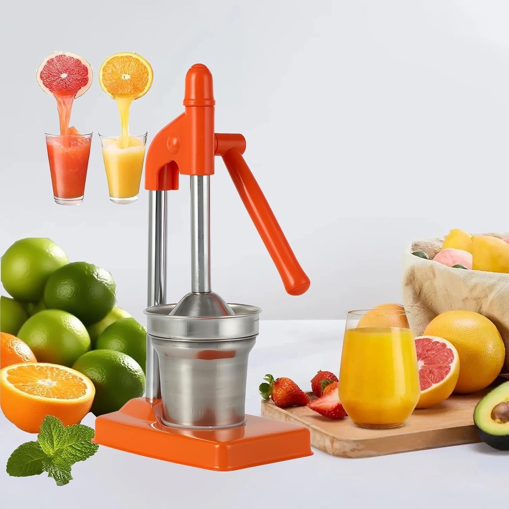 Cast Iron Juicer Hand Press, Heavy Duty Countertop Lime Citrus Crush Machine, Manual Juicer Stainless Steel Squeezer, Home and Kitchen, Easy to Clean for Oranges Lemons Limes(Orange)