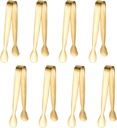 8PCS Gold Mini Metal Tongs, 4.3" Stainless Steel Tiny Tong, Small Kitchen Accessories for Serving Food, Ice, Sugar Cube, Salad, Toaster, Desserts