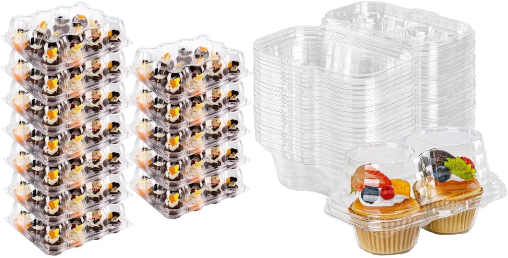 Bundle of 20 Pack Cupcake Containers and 25 Pack Cupcake Holder for 240 Cupcakes