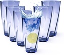 Unbreakable Plastic Cups Plastic Highball Drinking Glasses Tumbler, Large Water Tumbler Set (Set Of 6, 25 Oz) Dishwasher Safe (New Blue)