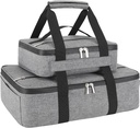 Insulated Casserole Carrier for Hot or Cold Food, Fits 8"-15" Baking Dish，Thermal Food Carrier Bag, Lasagna Lugger Tote for Potluck Parties/Picnic/Cookouts/Lunch, Grey，2 Pack