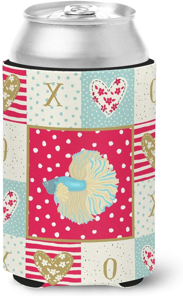 Caroline's Treasures CK5486CC Elephant Ear Betta Love Can or Bottle Hugger, Red Cooler Washable Drink Sleeve Collapsible Beverage Insulated Holder, Can Hugger, Multicolor