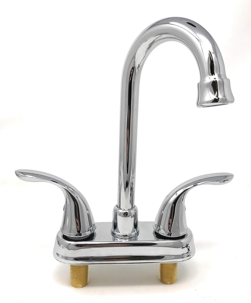 Prep Bar Basin Utility Bathroom Outdoor Sink Faucet Chrome Double Handle [3421] LEADFREE Brass Tall Spout Hot and Cold (no pop-up) Chrome Finished/Grifo para Baño Bar Metalico Agua Fria y Caliente