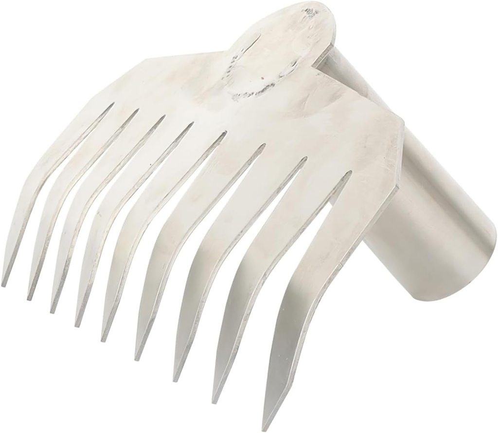 Stainless Steel Garden Rake, 9-Tooth Head with Wooden Handle, 47.24 Inch Length, Heavy Duty Soil Tiller for Plowing, Weeding