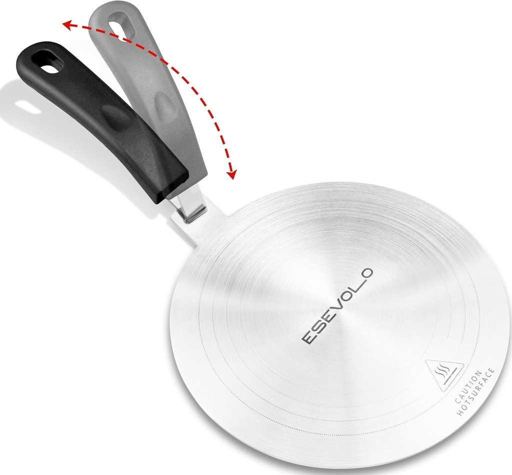 9.45 inch Heat Diffuser Stainless Steel Induction Diffuser Plate for Electric Gas Stove Glass Induction Cooktop, Induction Adapter Plate with Detachable Handle, Black