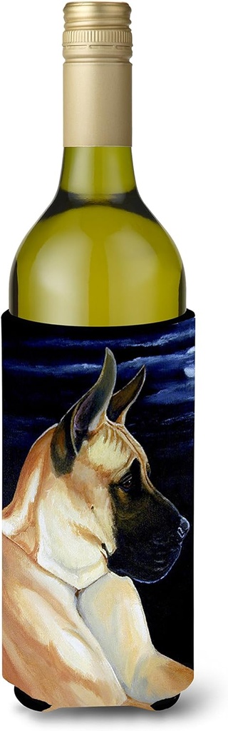 Caroline's Treasures 7059LITERK Fawn Great Dane in The Moonlight Wine Bottle Hugger Bottle Cooler Sleeve Hugger Machine Washable Collapsible Insulator Beverage Insulated Holder