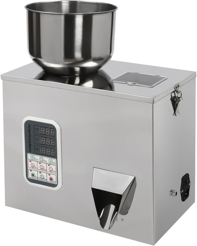 Stainless Steel Filling Machine, 1-100g Auto Packing & Filling Machine Grain Particle Dispenser with Display&Wrench, Multifunctional Particle Weighing Automatic Filler for Tea Seeds Grains