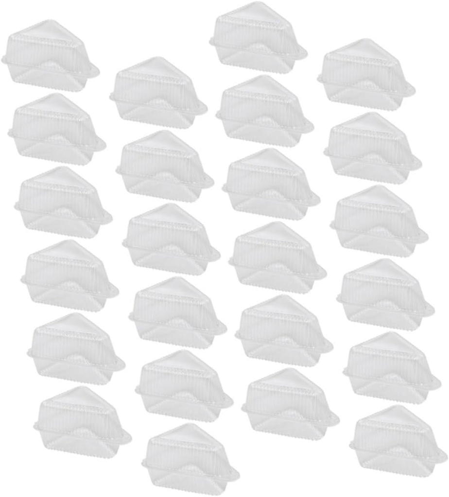 Garneck 50pcs Clear Cake Slice Carrier Sturdy Cheesecake Boxes with Lids for Sandwiches and Desserts Storage