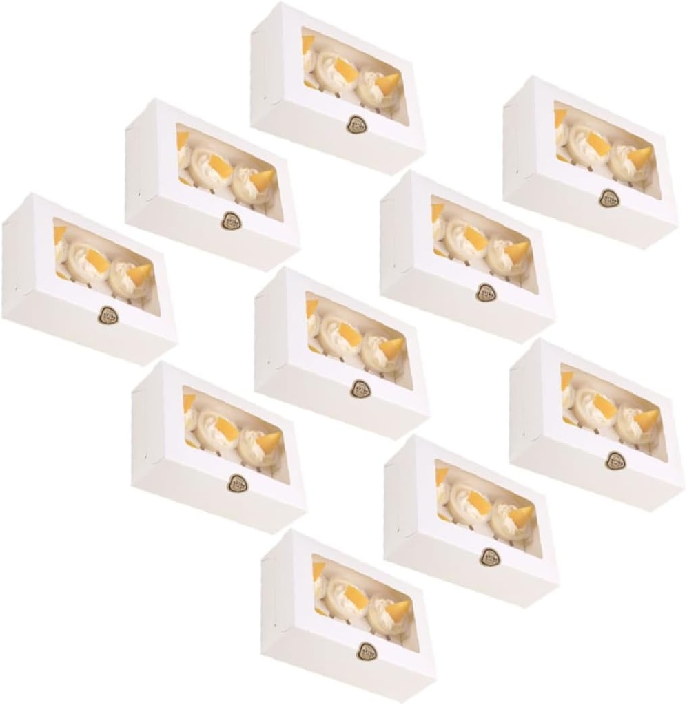 10pcs Boxes White Paper Muffin Boxes with Inserts Cavity Cupcake Containers for Showers Birthday Parties and present Packaging for Desserts and Baked Goods