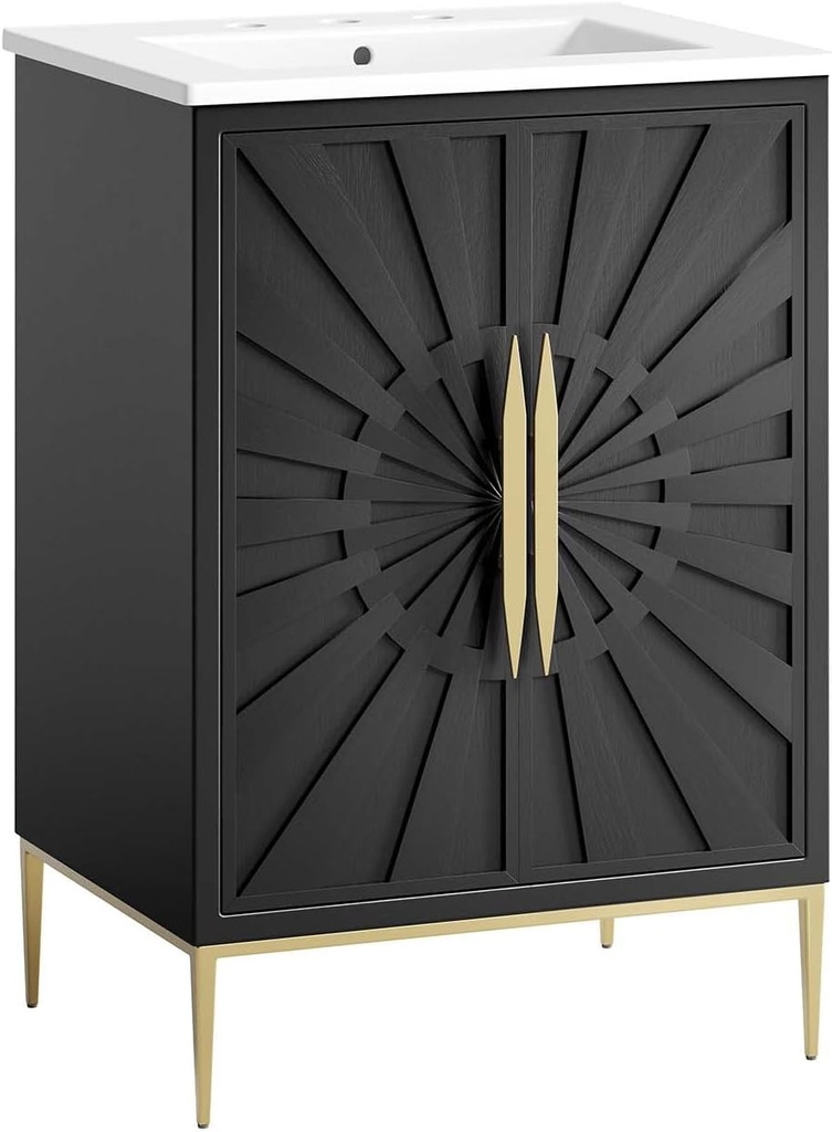 Modway Awaken Bathroom Vanity Cabinet, 24", White Black